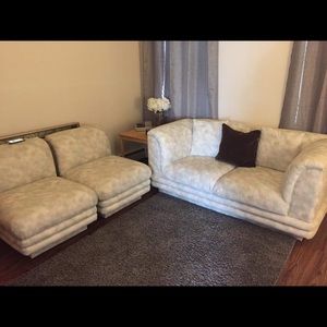 3 piece white living room couch set